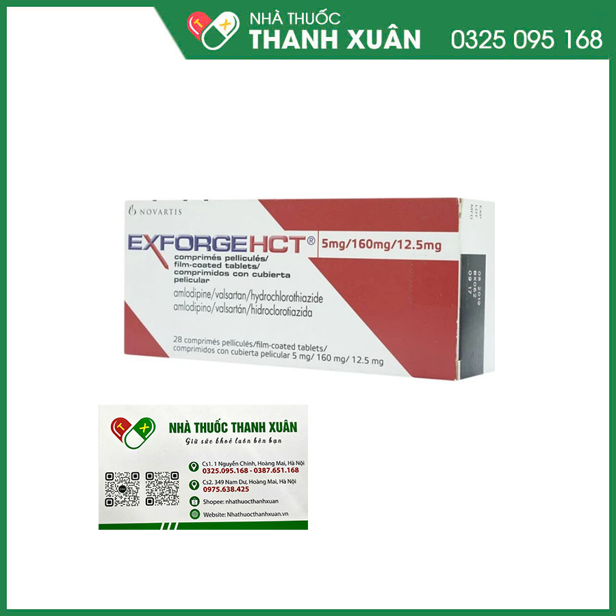 Exforge HCT 5mg/160mg/12,5mg thuốc điều trị tăng huyết áp vô căn